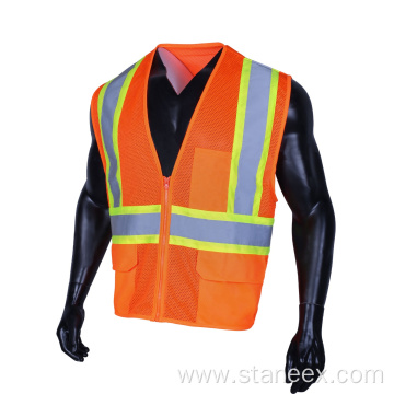 high visibility security orange reflective safety vests